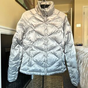 North Face silver puffer jacket